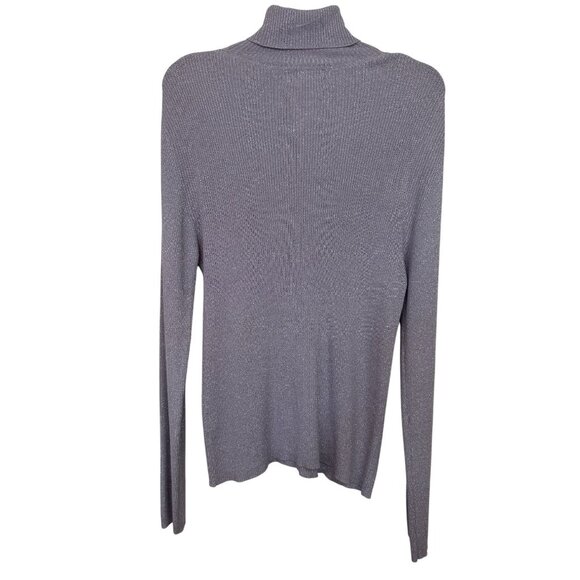 Peck & Peck Weekend Womens Metallic Ribbed Turtleneck Sweater M Lilac Party Rave - Picture 2 of 9